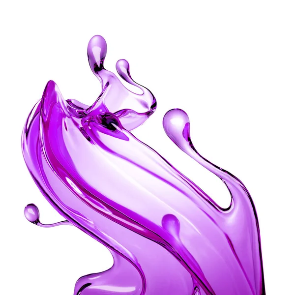 Splash Clear Violet Liquid Illustration Rendering — Stock Photo, Image