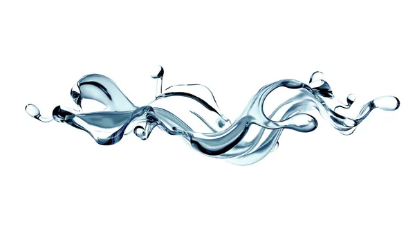 Spritzer Klare Blaue Flüssigkeit Wasser Illustration Rendering — Stockfoto