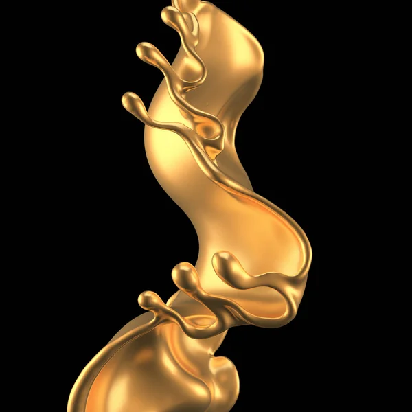Elegante Lujoso Chorrito Líquido Dorado Ilustración Representación —  Fotos de Stock