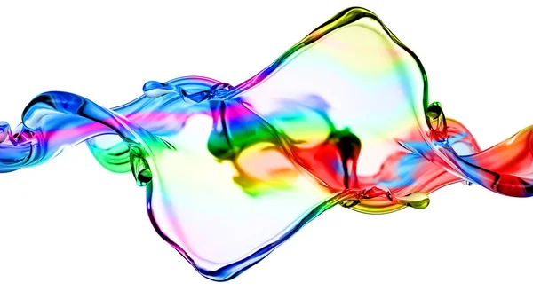 Schizzo Liquido Trasparente Multicolore Illustrazione Rendering — Foto Stock