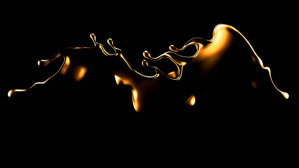 Elegante Lussuosa Spruzzata Liquido Oro Illustrazione Rendering — Foto Stock