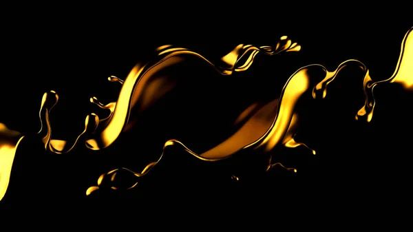 Eleganter Luxuriöser Spritzer Goldflüssigkeit Illustration Rendering — Stockfoto