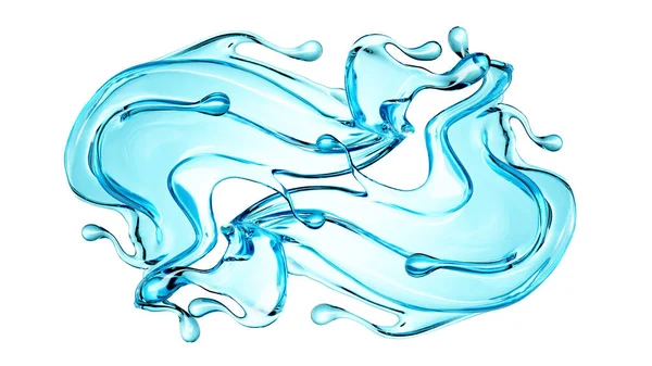 Splash Água Azul Clara Sobre Fundo Branco Ilustração Renderização — Fotografia de Stock