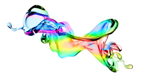 Schizzo Liquido Trasparente Multicolore Illustrazione Rendering — Foto Stock
