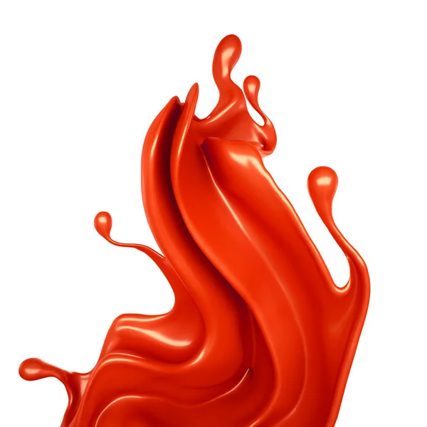 Een Plons Rode Vloeistof Illustratie Weergave — Stockfoto
