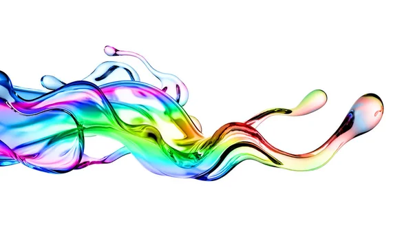 Splash Líquido Transparente Multicolorido Ilustração Renderização — Fotografia de Stock