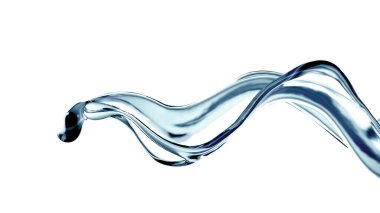 Bir tutam berrak mavi sıvı, su. 3d illüstrasyon, 3d canlandırma.