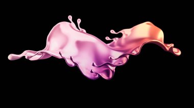 Zarif, lüks altın sıvısı. 3d illüstrasyon, 3d canlandırma.