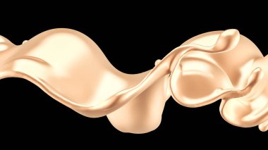 Zarif, lüks altın sıvısı. 3d illüstrasyon, 3d canlandırma.