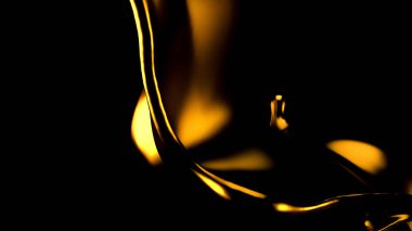 Zarif, lüks altın sıvısı. 3d illüstrasyon, 3d canlandırma.