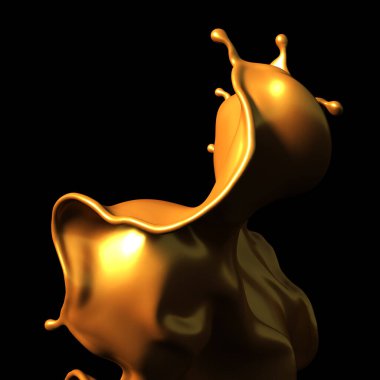 Siyah arka planda biraz altın karamel. 3d illüstrasyon, 3d canlandırma.