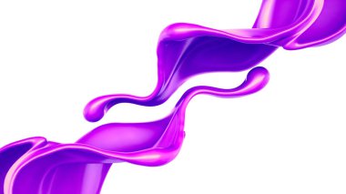 Bir tutam kalın mor sıvı. 3d illüstrasyon, 3d canlandırma.