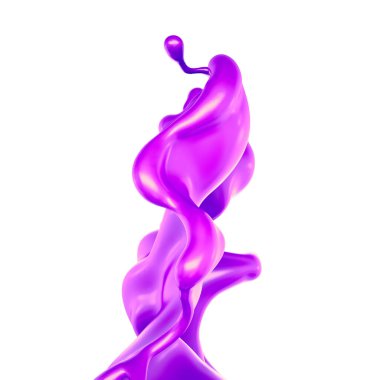 Bir tutam kalın mor sıvı. 3d illüstrasyon, 3d canlandırma.