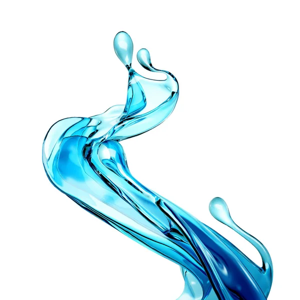 Spritzer Klares Blaues Wasser Auf Weißem Hintergrund Illustration Rendering — Stockfoto