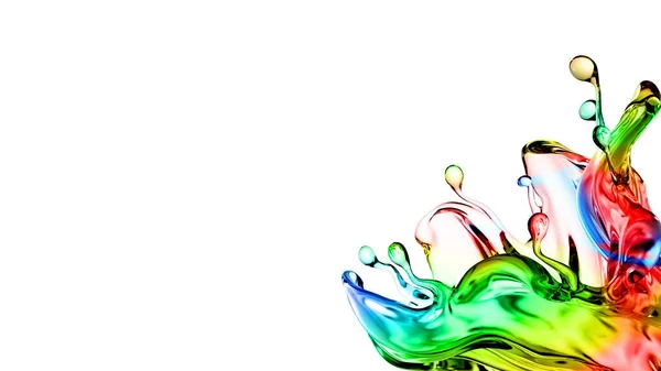 Splash Líquido Transparente Multicolorido Ilustração Renderização — Fotografia de Stock