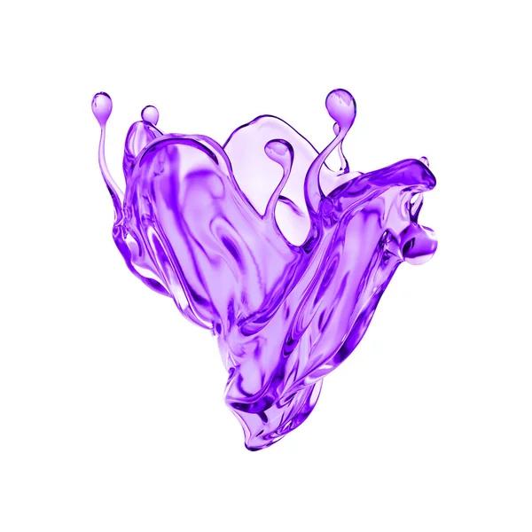 Splash Líquido Roxo Grosso Ilustração Renderização — Fotografia de Stock