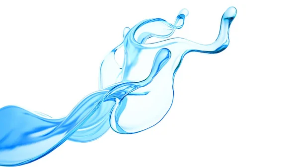 Spritzer Klare Blaue Flüssigkeit Wasser Illustration Rendering — Stockfoto