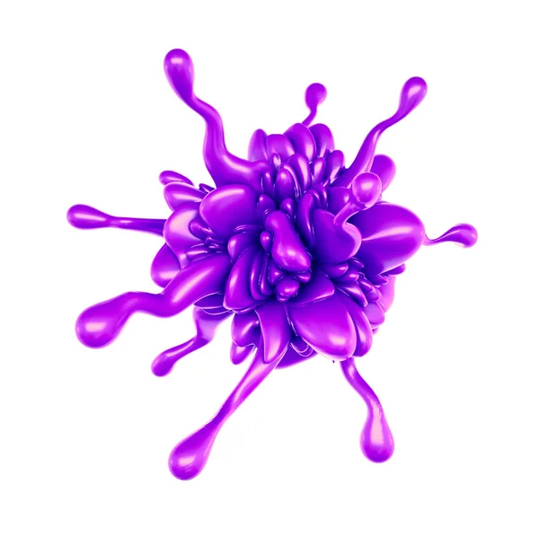 浓密的紫色液体飞溅 3D说明 3D渲染 — 图库照片