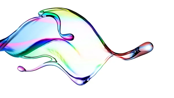 Schizzo Liquido Trasparente Multicolore Illustrazione Rendering — Foto Stock