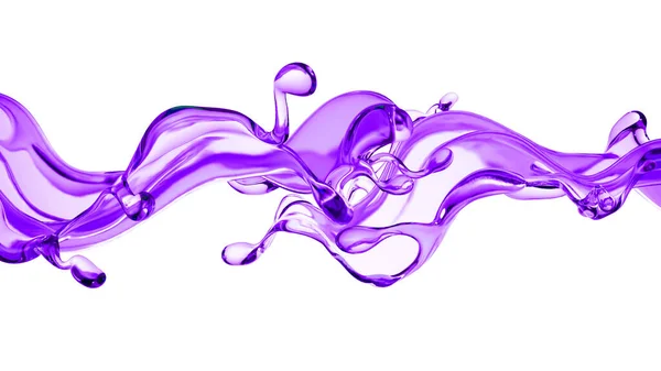 Splash Líquido Roxo Grosso Ilustração Renderização — Fotografia de Stock