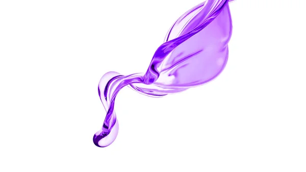 濃い紫色の液体のスプラッシュ 3Dイラスト 3Dレンダリング — ストック写真