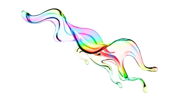 Splash Lichid Transparent Multicolor Ilustrație Redare — Fotografie, imagine de stoc