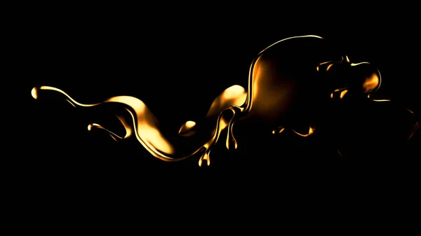 Elegantní Luxusní Šplouchnutí Zlaté Tekutiny Ilustrace Vykreslování — Stock fotografie