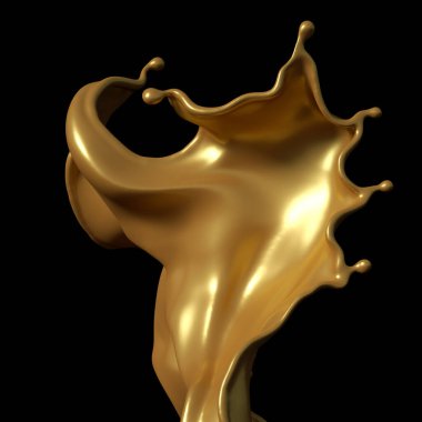 Siyah arka planda biraz altın karamel. 3d illüstrasyon, 3d canlandırma.