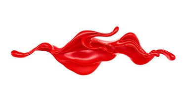 Kalın kırmızı sıvı serpintisi. 3d illüstrasyon, 3d canlandırma.