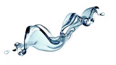 Bir tutam berrak mavi sıvı, su. 3d illüstrasyon, 3d canlandırma.