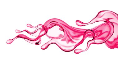 Bir tutam pembe sıvı. 3d illüstrasyon, 3d canlandırma.