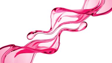 Bir tutam pembe sıvı. 3d illüstrasyon, 3d canlandırma.