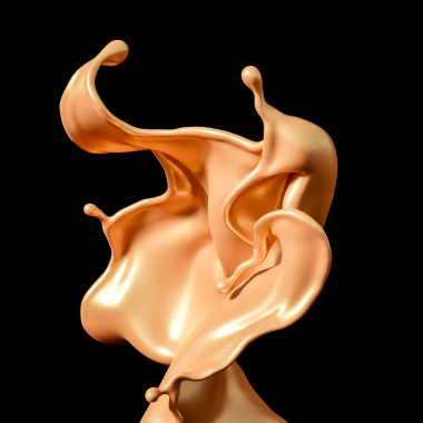 Siyah arka planda biraz altın karamel. 3d illüstrasyon, 3d canlandırma.