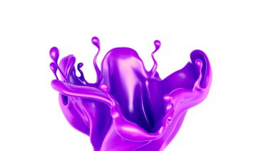 Bir tutam kalın mor sıvı. 3d illüstrasyon, 3d canlandırma.