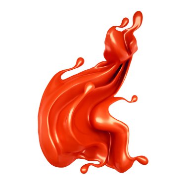 Bir damla kırmızı sıvı. 3d illüstrasyon, 3d canlandırma.