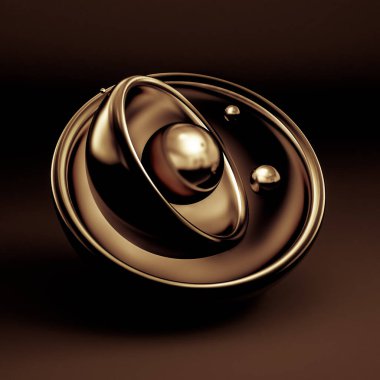 Güzel bir hediye paketi, siyah arka planda altın sarısı. 3d illüstrasyon, 3d canlandırma.