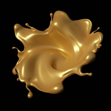 Siyah arka planda biraz altın karamel. 3d illüstrasyon, 3d canlandırma.