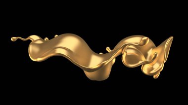 Zarif, lüks altın sıvısı. 3d illüstrasyon, 3d canlandırma.