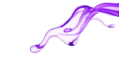 Bir tutam kalın mor sıvı. 3d illüstrasyon, 3d canlandırma.