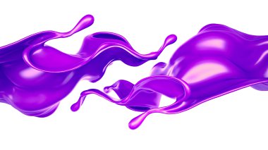 Bir tutam kalın mor sıvı. 3d illüstrasyon, 3d canlandırma.