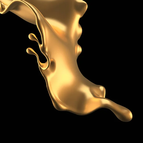 Elegante Lujoso Chorrito Líquido Dorado Ilustración Representación —  Fotos de Stock