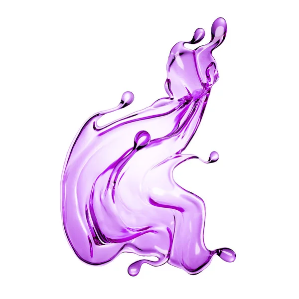 Splash Líquido Violeta Transparente Ilustração Renderização — Fotografia de Stock