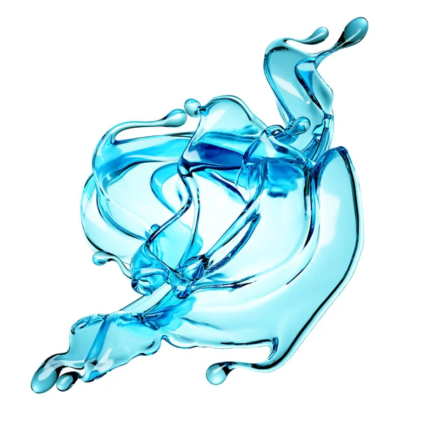 Tiszta Kék Víz Fröccsenése Fehér Alapon Illusztráció Renderelés — Stock Fotó