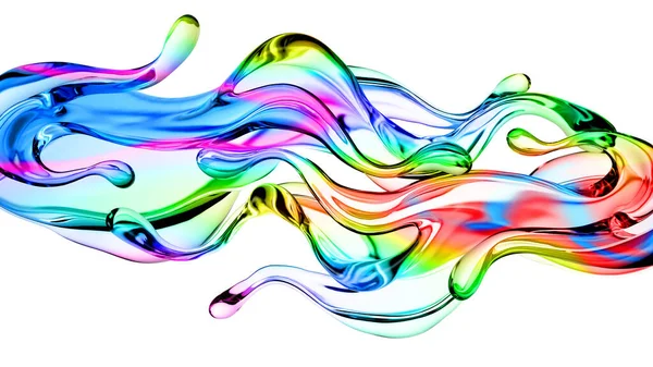 Splash Líquido Transparente Multicolorido Ilustração Renderização — Fotografia de Stock