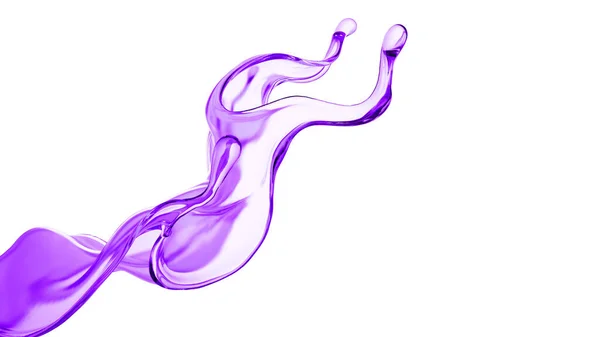 Splash Líquido Roxo Grosso Ilustração Renderização — Fotografia de Stock