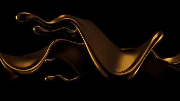 エレガントな 金の液体の豪華なスプラッシュ 3Dイラスト 3Dレンダリング — ストック写真