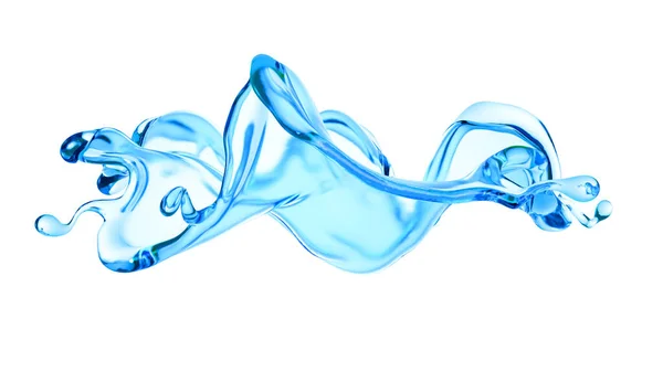澄んだ青い液体 水のスプラッシュ 3Dイラスト 3Dレンダリング — ストック写真