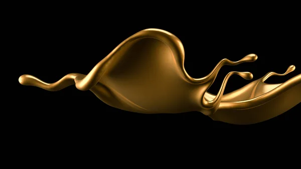 Elegantní Luxusní Šplouchnutí Zlaté Tekutiny Ilustrace Vykreslování — Stock fotografie