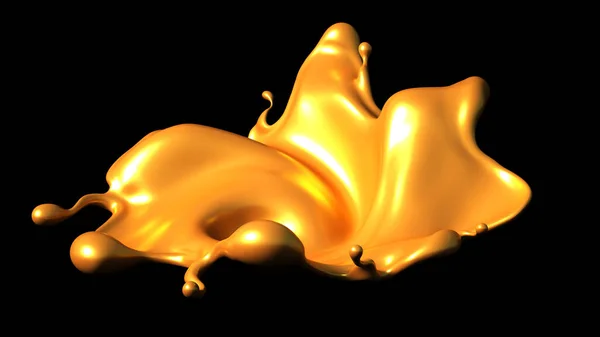 Сплеск Золота Карамель Чорному Тлі Ілюстрація Візуалізація — стокове фото