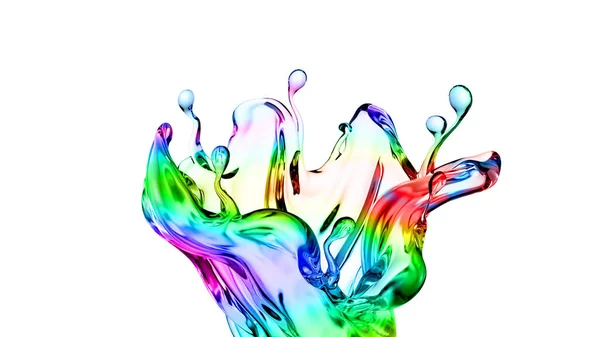 Splash Multi Colored Transparent Liquid Illustration Rendering — Stock Photo, Image